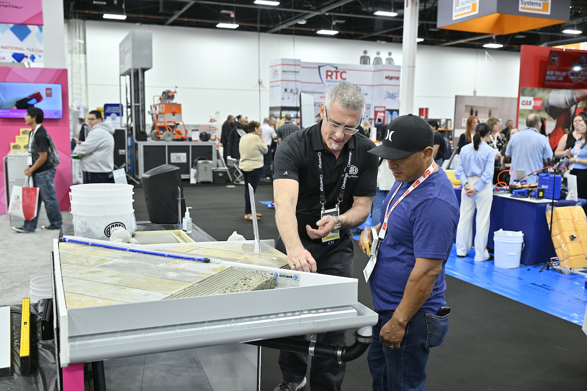 Tile and stone products on display at Coverings