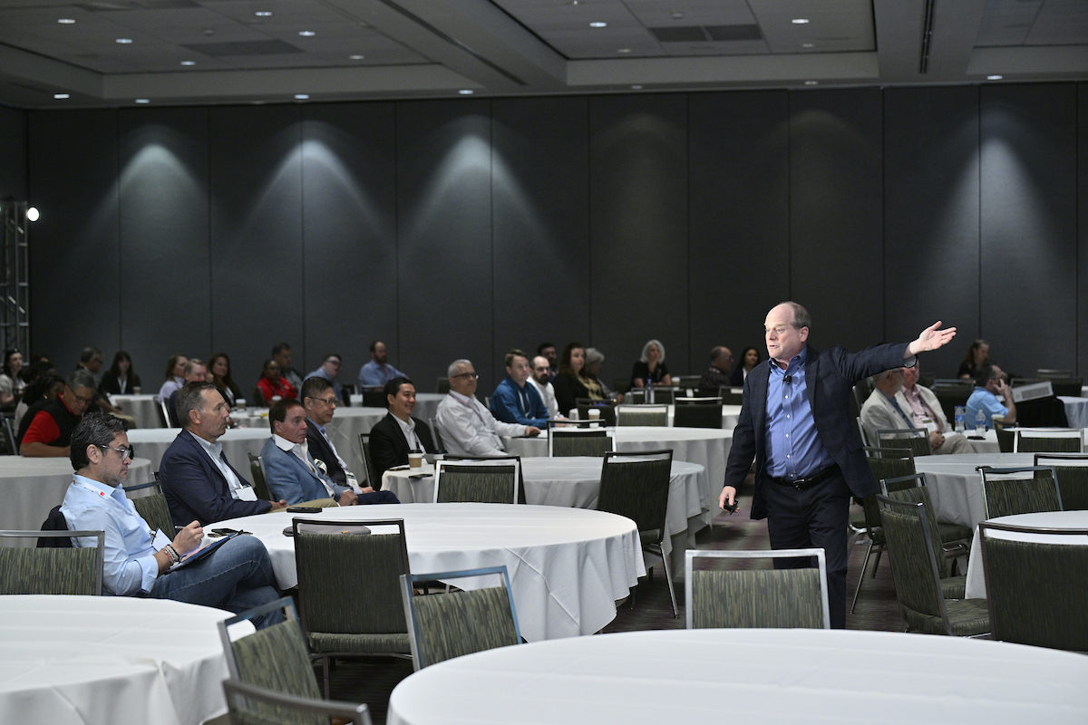 Tile and stone industry professionals learning business and workforce strategies at Coverings